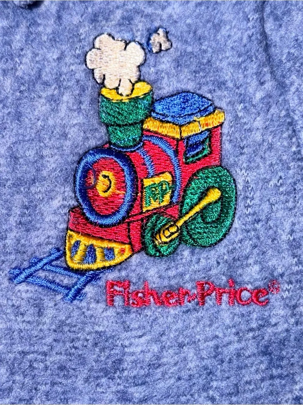Vintage Fisher-Price Pea Coat Infant 6-9 Months Train Embroidery 90s Vintage